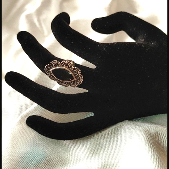 Vintage Sterling silver onyx ring 6 1/2 - Picture 4 of 7
